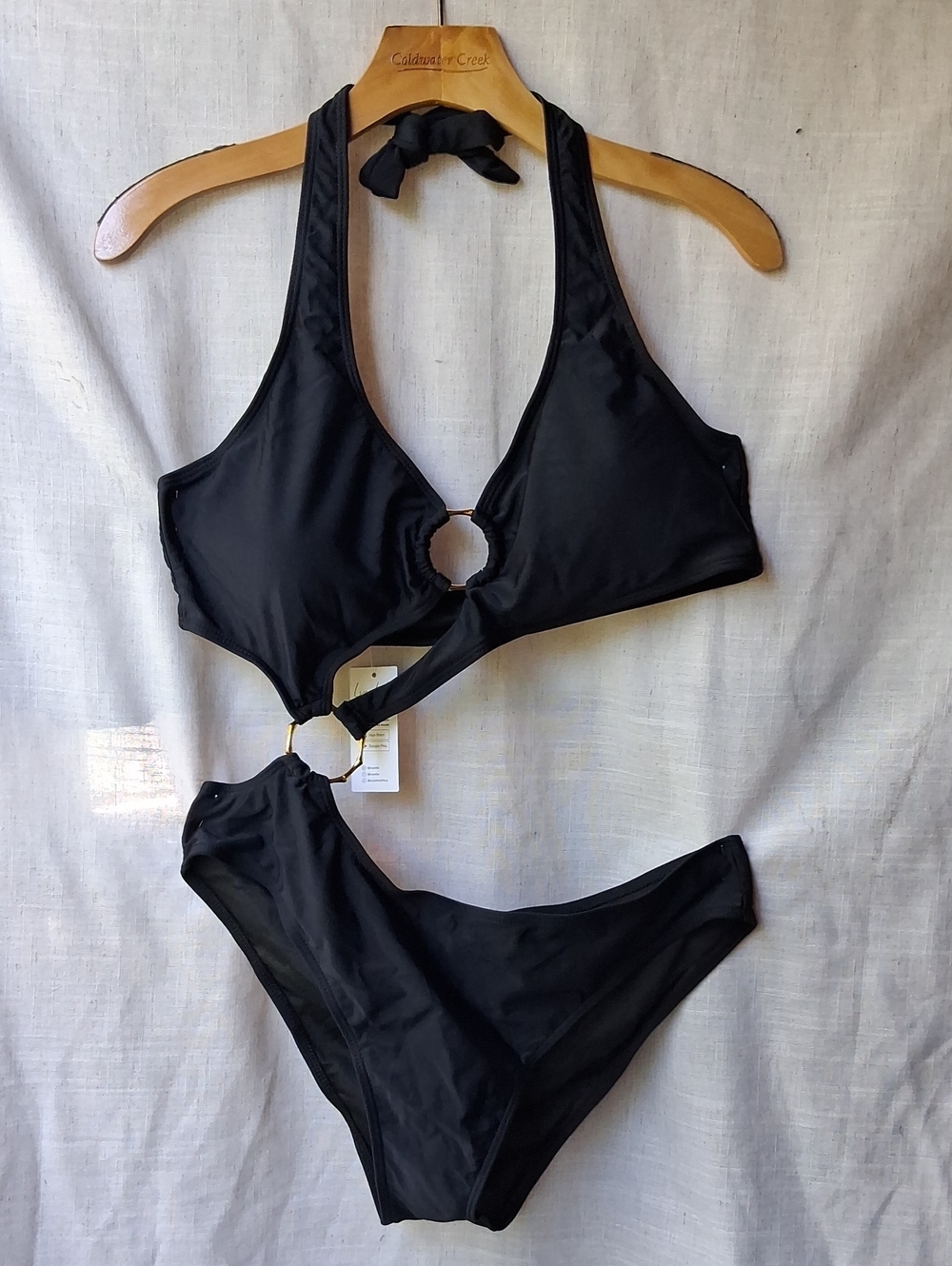 Cupshe Black Cutout Monokini Style One-Piece Swimsuit XXL